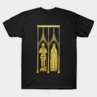 Medieval Tomb Brass Rubbing Knight and Lady T-Shirt